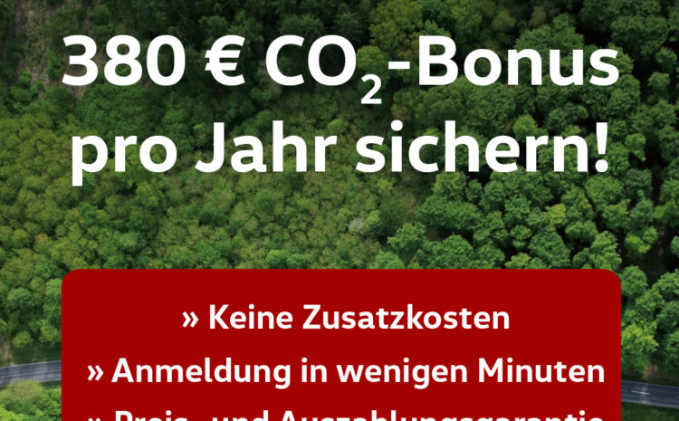  380 € CO2-Bonus für e-Fahrzeuge